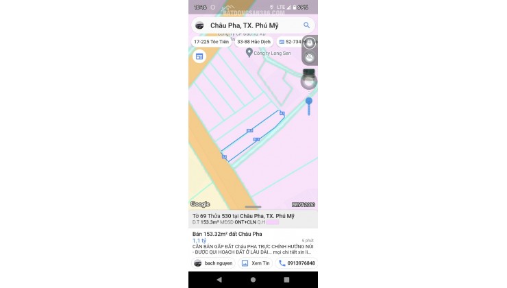 BÁN ĐẤT TẠI CHÂU PHA-TPHCM, DT 153M2 SHR 1,2TỶ. LH:0913976848 - A TOẠI (CHÍNH CHỦ)